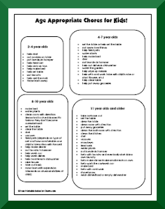 Free Printable Chore Charts For 9 Year Olds