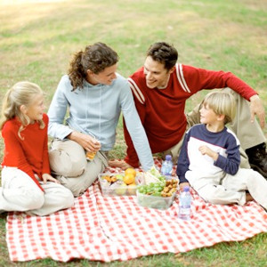 family having picnic